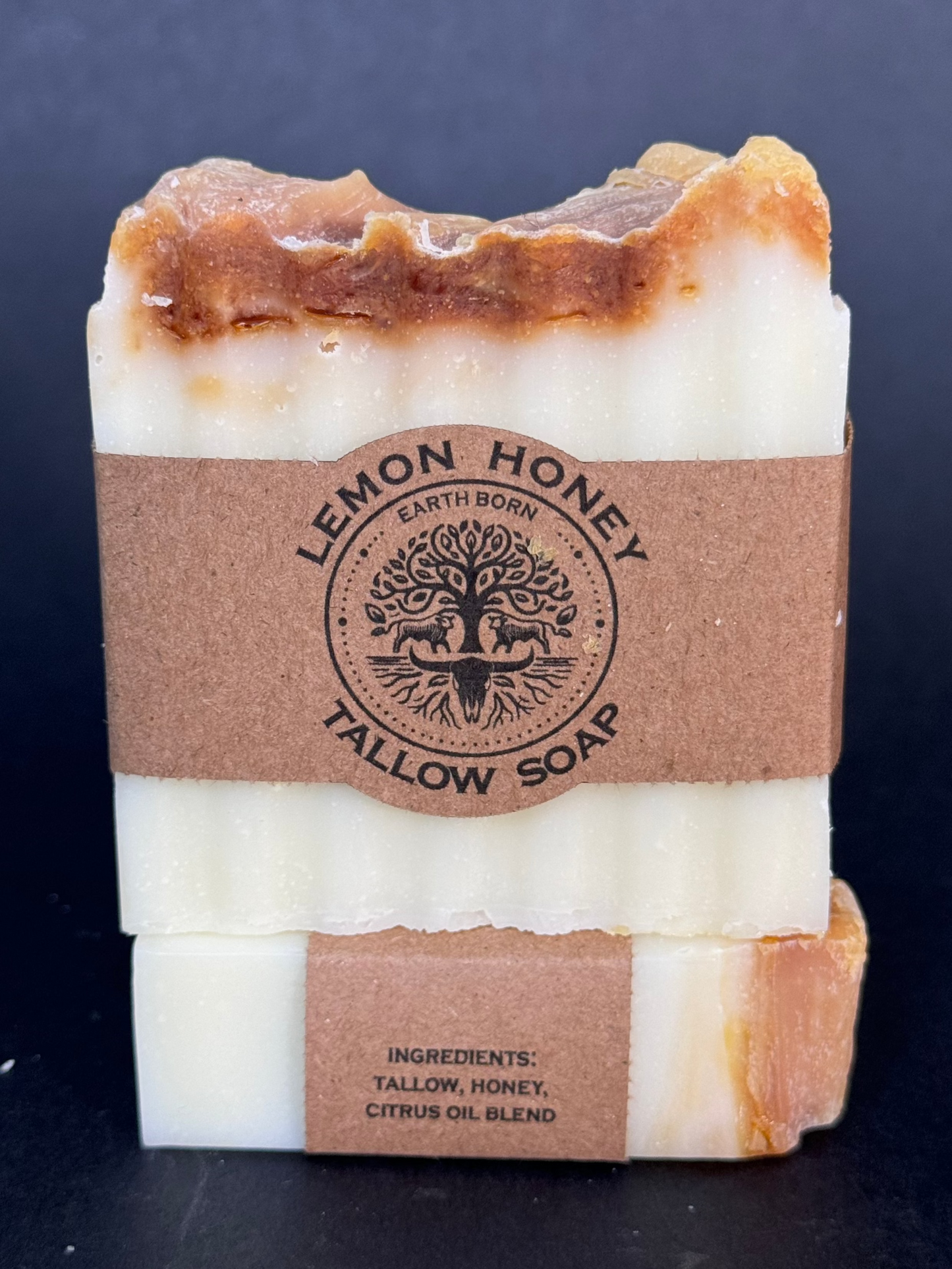 Lemon Raw Honey Tallow Soap - Natural Moisturizing Cleanser with Citrus Oils for Brightening & Soothing Skin