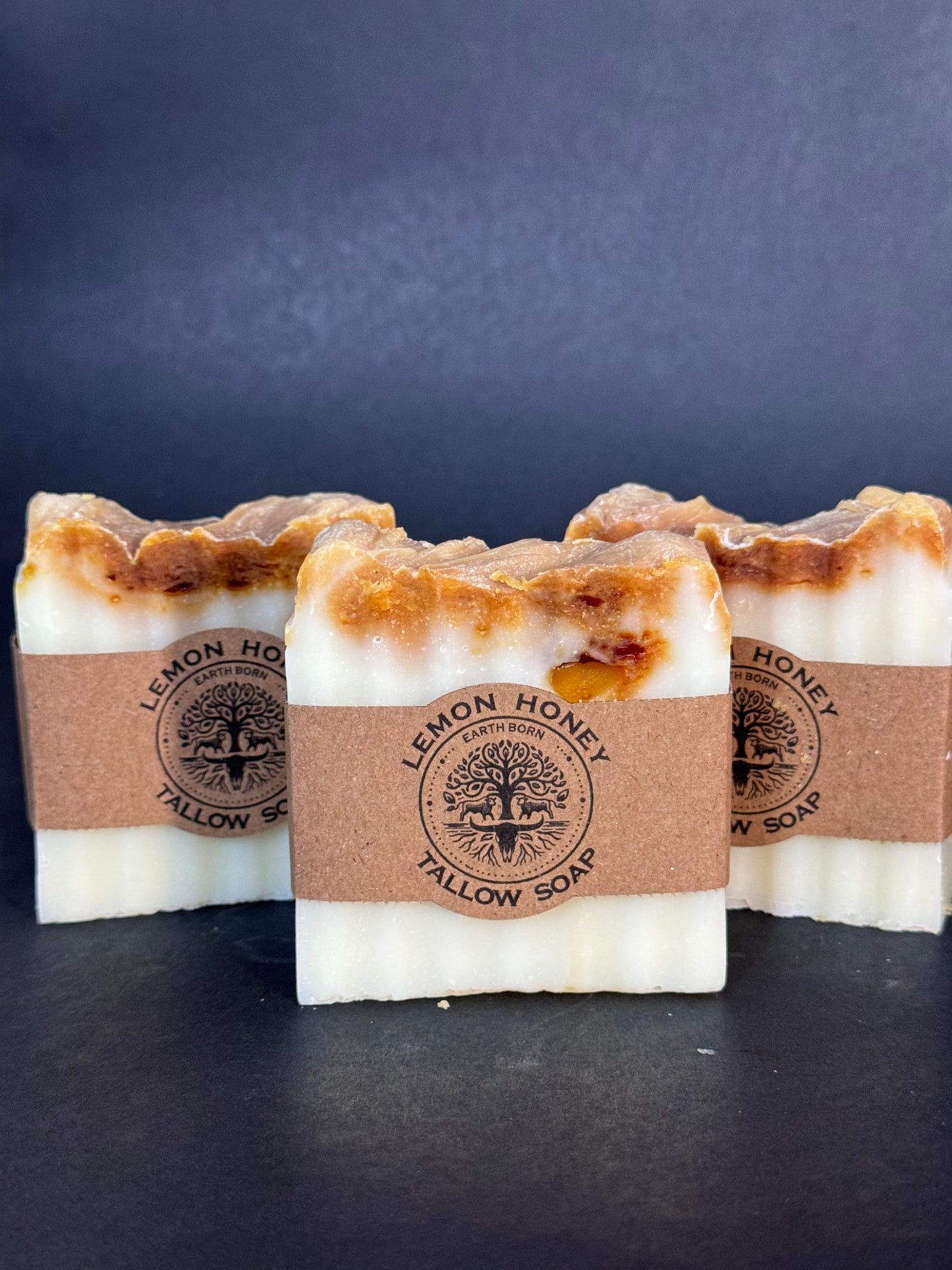Lemon Raw Honey Tallow Soap - Natural Moisturizing Cleanser with Citrus Oils for Brightening & Soothing Skin