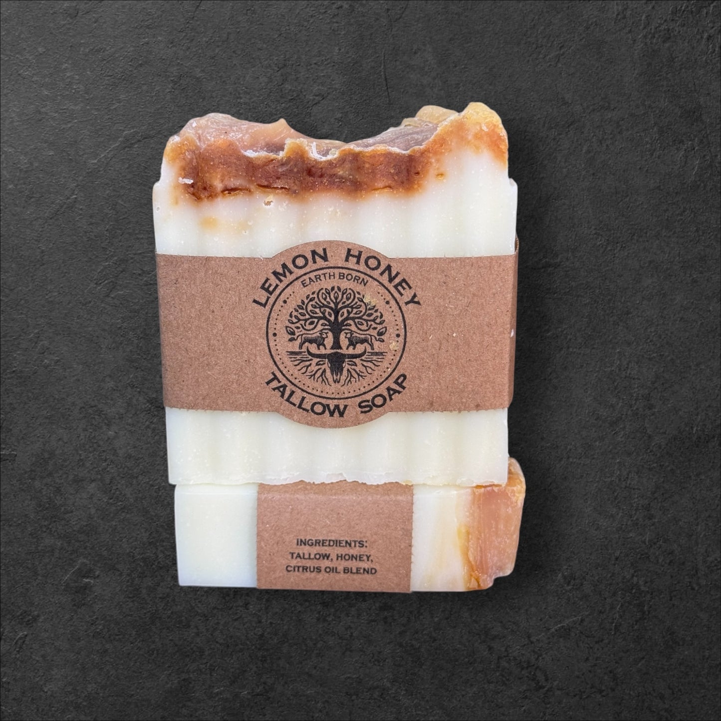 Lemon Raw Honey Tallow Soap - Natural Moisturizing Cleanser with Citrus Oils for Brightening & Soothing Skin